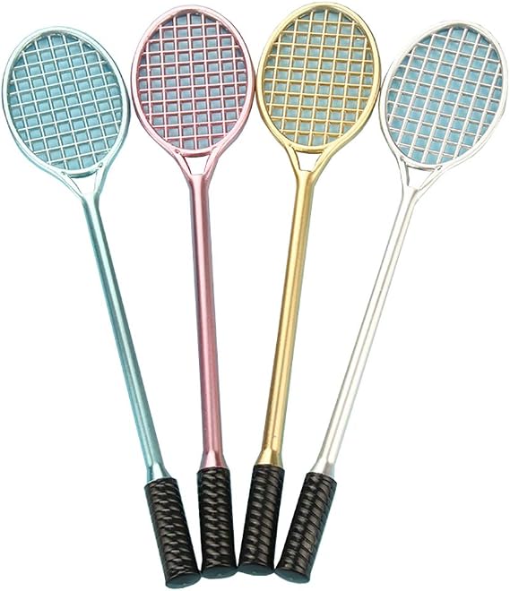 12 Pcs Cute Tennis Racket Black Gel Ink Pen Black Writing Pens for Office School Student 0.5mm