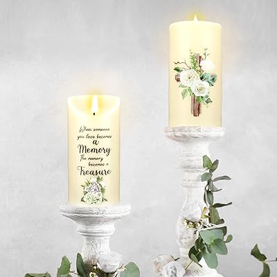 Gerrii Memorial Candles Mothers Day Mourning Gifts LED Sympathy Candles for Loss of Loved One Bereavement Gifts Flameless Memorial Battery Light for Prayers