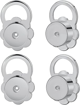 Earring Backs for Droopy Ears, JIACHARMED Flower Locking Earring Backs for Heavy Earrings Large Secure Earring Lifter Backings Replacements for Studs 4pcs Flat Earring Support Backers,White Gold