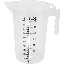 Performance Tool W4047 35 oz. Measuring Cup w/Lid: Automotive-Fluid Resistant Plastic, With oz/ml Measuring Marks in Black and Transparent, Pour Spout and Sturdy Handle for Safe Transport, Transparent