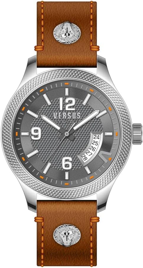 Versus by Versace VSPVT2021 Men's Watch Real 44 mm Leather Strap, Strap.