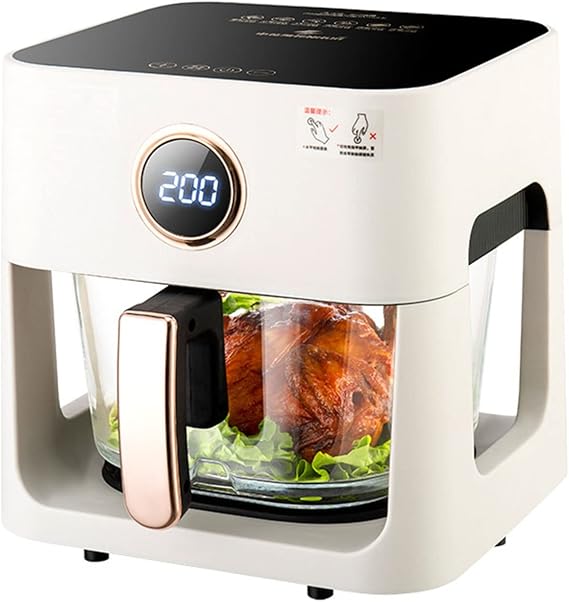 5Qt Large Capacity Hot Air Fryer, 360° Visual Cooking Window, Glass Fry Basket/Touch Snap Stabilize