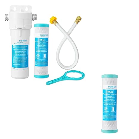 External RV Water Filter System - Highly Effective Reduces Sediment,Chlorine,Bad Taste&Odor + 10"x2.5" Polypropylene and Carbon Block Compound Filter,5 Micron Water Filter Cartridge Replacement
