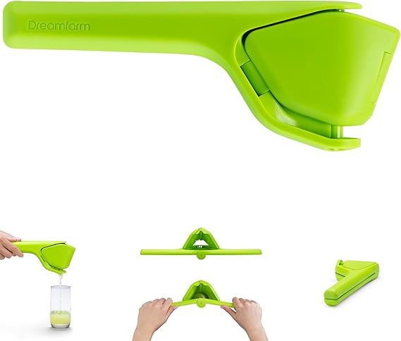 Dreamfarm Fluicer Katlanır Pratik 23cm Narenciye Sıkacağı, Yeşil | Kolay, manuel taze limon suyu sıkacağı, pip yakalayıcılı, limonlara uygun, kompakt depolama, 9 inç