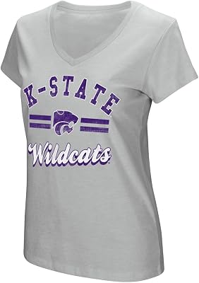 Colosseum Womens Kansas State Junior Sized Grey Hurdle V Neck T Shirt M=46