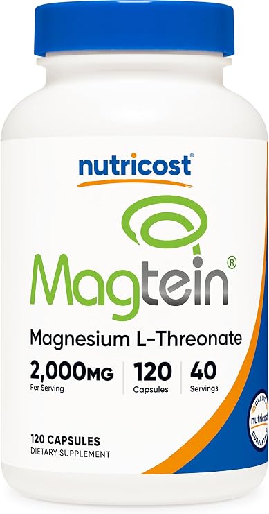 Nutricost Magnesium L-Threonate As Magtein 2000mg, 120 Capsules, GMO-Free | Gluten Free, Vegetarian Friendly