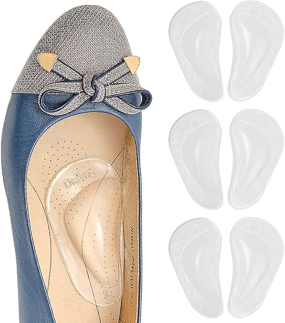 Dr. Foot's Arch Support Shoe Insoles for Flat Feet, Gel Arch Inserts for Plantar Fasciitis, Adhesive Arch Pad for Relieve Pressure and Feet Pain- 3 Pairs (Clear, 3 Count (Pack of 1))