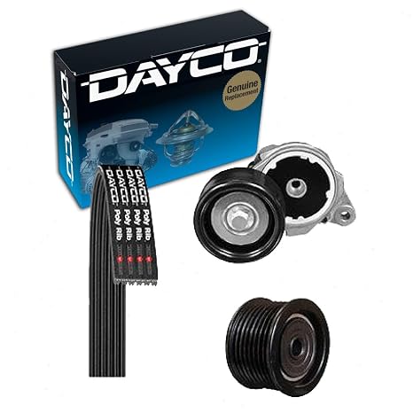 Dayco Serpentine Belt Component Kit for Toyota Tundra 4.6L 5.7L V8 2007-17 | Refreshes the belt drive in one box - belt, tensioner and pulleys; ends squeal and rattle. OE replacement.