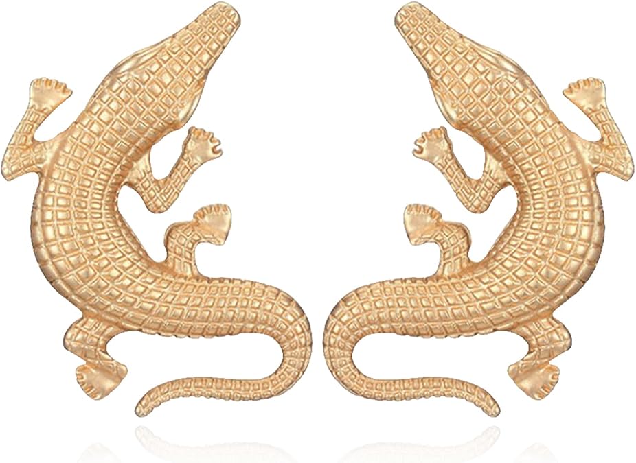 Gold Crocodile Drop Dangle Earrings for Women Statement Exaggerated Stud Earrings punk Charm Alligator Animal Pendant Earrings Gifts
