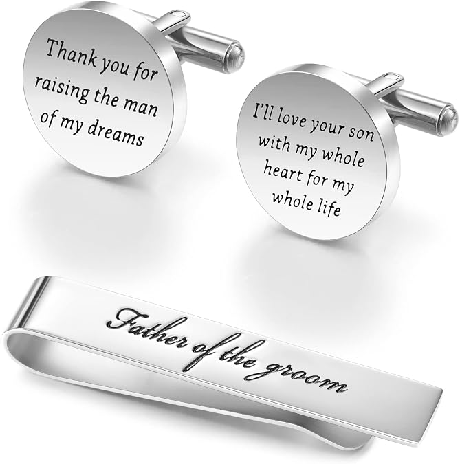 Jeka Father of The Bride/Groom Wedding Gifts Tie Bars & Cufflinks