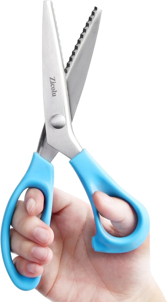 Zicolu Zig Zag Scissors for lace wig, 9" Sewing Pinking Shears for Fabric Cutting, Craft Scissors Decorative Edge Paper, Ideal for Tailor, Quiltiing, Dressmaking, Scrapbooking, Home DIY, Arts&Crafting