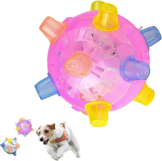 Jumping Activation Ball for Dogs, Jumping Activation Dog Toys, Bouncing Light up Balls Flashing for Dogs,Dog Ball Flashing Lighted Toys for Small Dogs, Interactive Dog Toy Ball with LED Lights