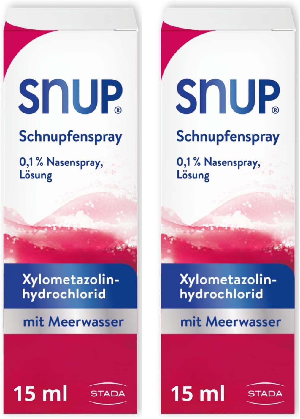 SNUP 2 x Sniffer Spray 0.1% - Nose Spray with Sea Water - Solution for Swelling of the Nasal Mucosa in Runny Nose - 2 x 15 ml