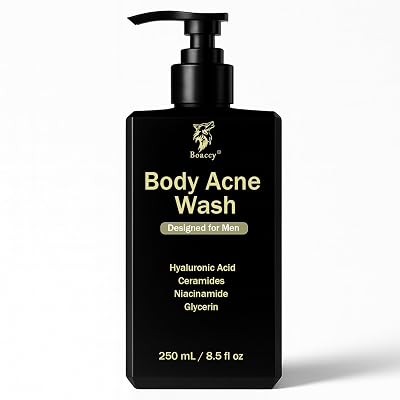 Mens Acne Body Wash, Acid Body Wash for Back, Chest & Shoulders, with Niacinamide, Glycolic Acid & Ceramides, 8.5 fl oz