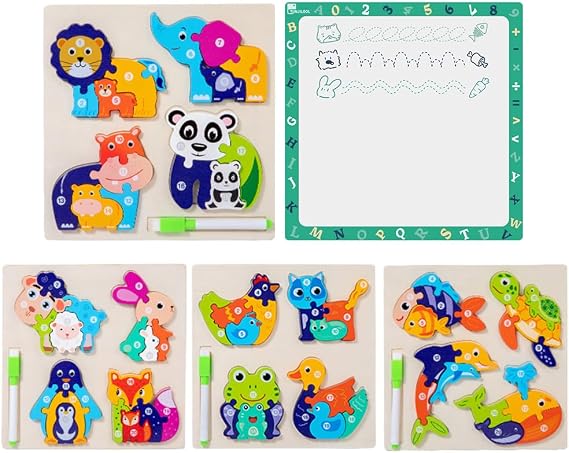 3D Stereo Puzzle Board 4-Pack Reversible Building Set
