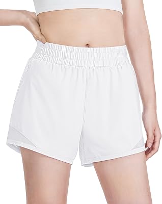 Auranso Girls Athletic Shorts Quick Dry Running Shorts with Mesh Liner and Zip Pockets
