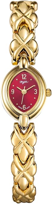 CARLIEN Women's Small Vintage Gold Oval Bracelet Watch Alloy Steel Band with Adjustment Tool Waterproof Ladies Dress Quartz Wristwatch