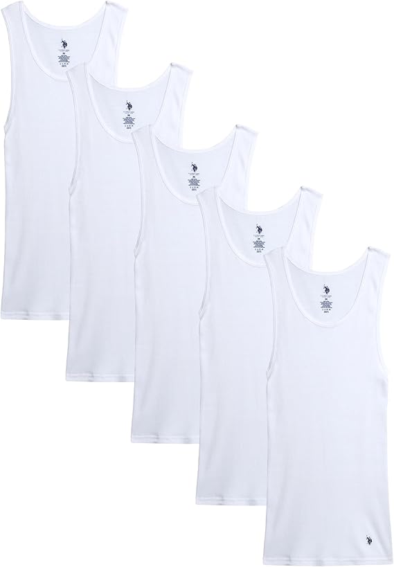 U.S. POLO ASSN. Mens Tank Top 5 Pack Cotton Ribbed Sleeveless Undershirts