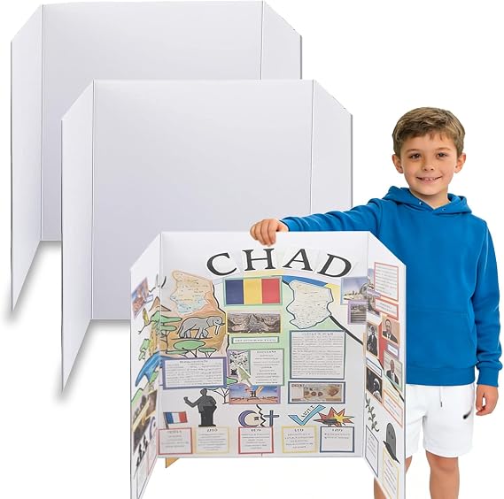 LonlyEagle 36 x 48 Trifold Poster Board,White Corrugated Project Boards for Presentations, Science Fair, School Projects, Event Displays and Trifold Picture Board,2 Pack