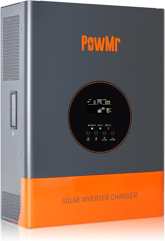 PowMr 5000W Spilt-Phase Hybrid Solar Inverter, 48V to 110V/220VAC, 5KW Off-Grid w/Built-in 120A MPPT Charge Controller, Peak Power:15000W, Pure Sine Wave Inverter for 48V Lead-Acid and Lithium Battery