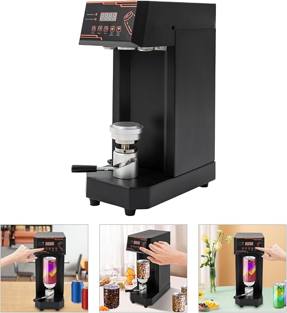 Commercial Can Sealing Machine, 70W Automatic Cup Sealer Machine Tin Can Sealer Machine for Drinks Electric Can Seamer Machine with Counter for 2.24 inch Dia. & Max 7.08inch Height PET Aluminum Cans