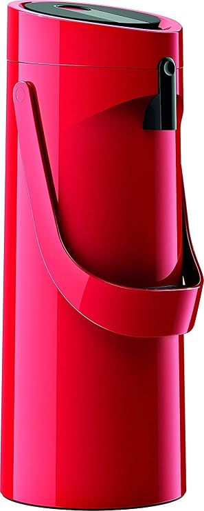 EMSA GmbH 515706 Ponza Insulated Thermos jug: 1.9 litres, Stainless Steel, 17 x 16.5 x 39 cm, Stainless Steel, red, 17 x 16.5 x 39 cm