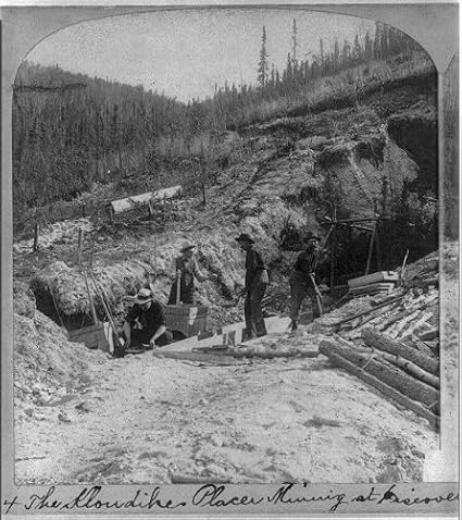 HistoricalFindings Photo: Men Placer Mining for Gold,Discovery Claim,Klondike,c1900,Miners,Gold Mining