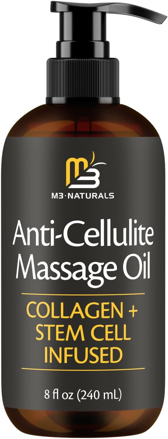Firming Body Massage Oil with Collagen & Stem Cell Helps Smooth the Appearance of Cellulite & Improve Skin Texture Refreshing Aromatherapy Body Oil for Legs & Full Body 8 Fl Oz by M3