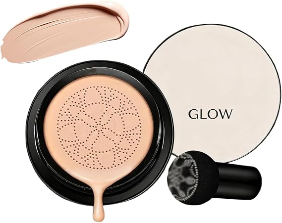 Foundation Cushion Cream, Mushroom Head Air Cushion CC Cream, Concealer Moisturizing Makeup Foundation Cushion, Evens Skin Tone Face Foundation cream, for All Skin Types