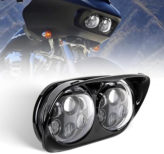 SKTYANTS Dual LED Headlight for Motorcycle Road Glide 2004-2013 Motocycle Projector Replacement with High Low Beam Headlight cover kit (Black)