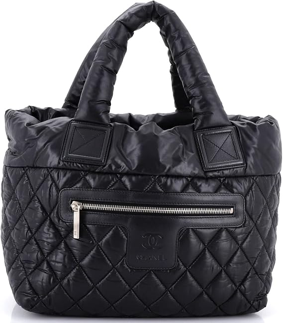 Pre-Loved Coco Cocoon Reversible Tote Quilted Nylon Small, Black