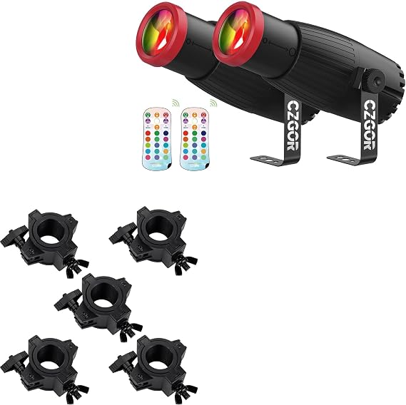 Stage Light Clamp 5 Pack and Czgor 18W RGBW Pinspot Light 2 Pack