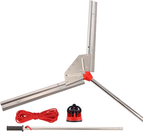 Sancat Pond Rake ,37" Aquatic Weed Rake ,Lake rake, River Aquatic Plant Cutting Tool,3 Adjustable Cutting Angles,30ft Throw Rope ,Sharp Stainless Steel Blades ,Shear Cattail, Reed, Algae & Weeds