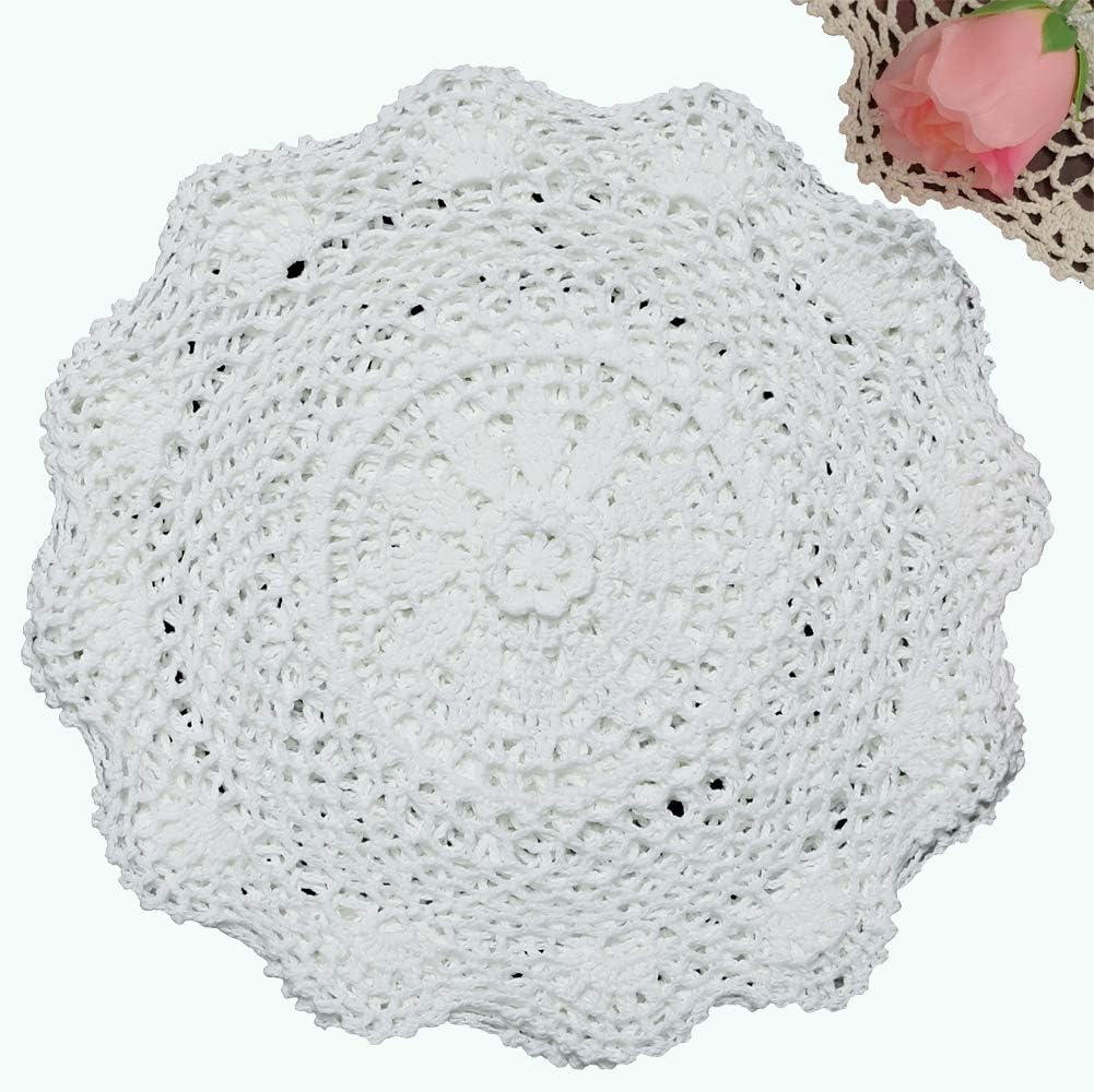 Creative Linens 6PCS 12 Round Crochet Lace Doily White 100% Cotton Handmade, Set of 6 Pieces