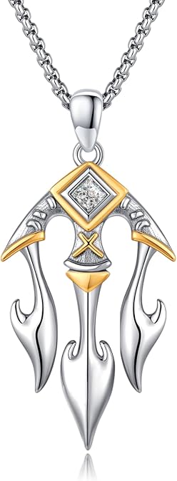 MEDWISE Poseidon Trident Necklace 925 Sterling Silver Trident Pendant Necklace Ancient Greece Amulet Jewelry Gift for Men Women Sailor