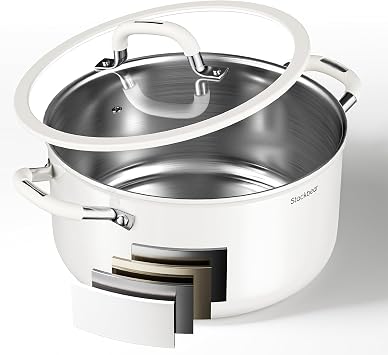 Stockpot 8 Quart, Tri-Ply 18/10 Stainless Steel Stock Pot with Lid, Induction Ready Cooking Pot for All Cooktops, Dishwasher Safe Soup Pot for Kitchen, Home, Gift for Cooker Mom and Dad