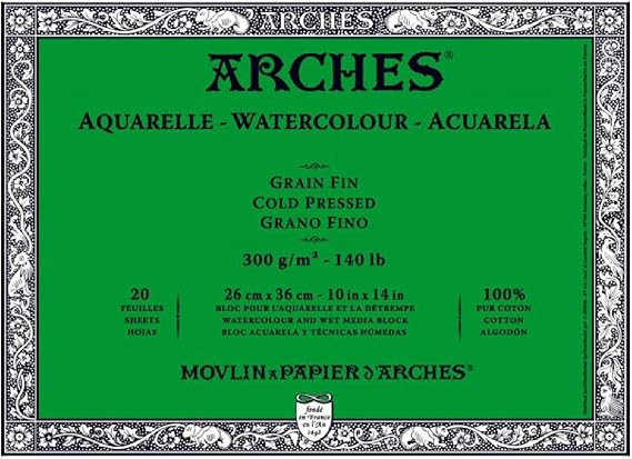 Arches Watercolor Paper Block, Cold Press, 10" x 14", 140 pound