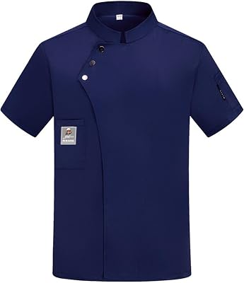 Chef Coat Button Short Sleeve Unisex Chef Jacket Breathable Work Cook Shirt for Men Women - Kitchen,Restaurant