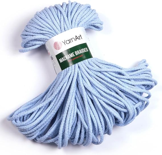 YarnArt Macrame Braided Yarn - Pastel and Vivid Colors Soft Cotton Content - for Designing Wall Hangings, Table Runners, Cushion Covers, Rugs and Accessories, 8.80 Oz, 1 Skein (750) (760)