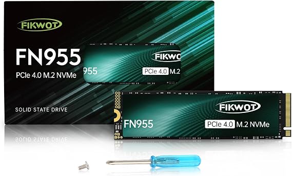 Fikwot FN955 4TB NVMe SSD M.2 2280 PCIe Gen4x4, Up to 7300MB/s, 3D NAND TLC Flash Internal Solid State Drive, Configure SLC Cache, Storage and Memory Expansion for PS5 Laptop Desktop