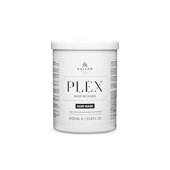 Kallos Plex Bond Builder Hair Mask Bond Repair Treatment for Damaged & Bleached Hair, Plant Protein & Peptide Complex, Salon Size 1000 ml / 33.8 fl oz
