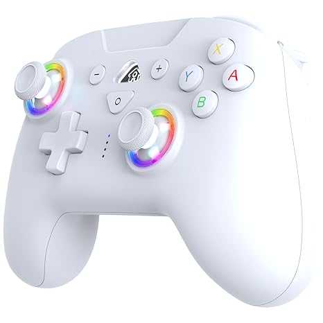 SUBSONIC Switch and Switch 2 Wireless Controller - LED Pro controller White | Pro Controller Gamepad for Nintendo Switch 2 and Nintendo Switch, Ergonomic, Programmable LED, Vibration Function, Gyroscope