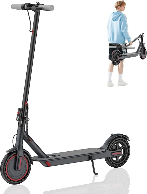 Qlaway Electric Scooter for Adults, 350W/500W Motor, 16-22 Miles Range, 8.5"/10" Solid Tires, Dual Braking & Suspension, Folding Portable Commuting E-Scooter with App