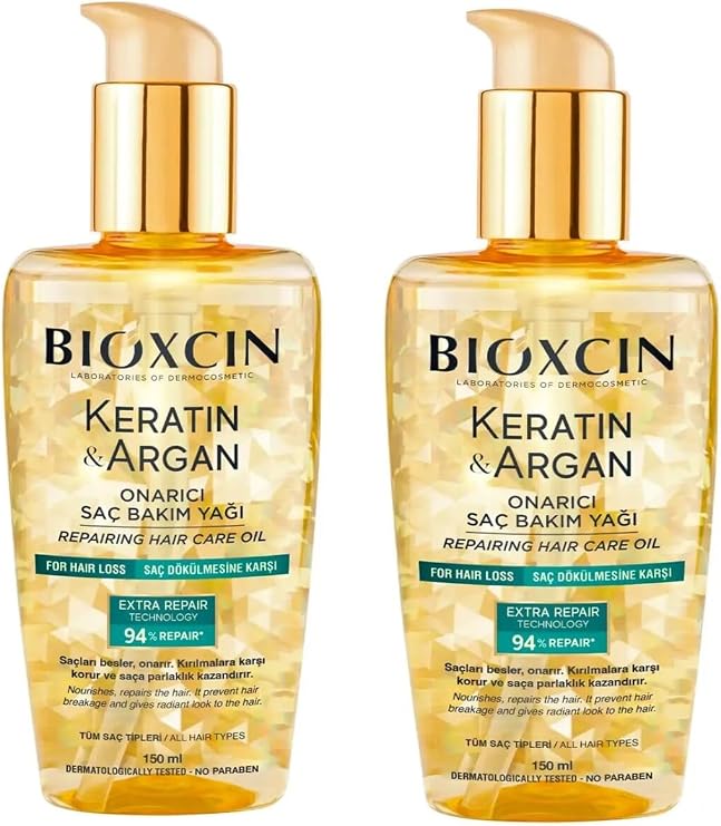 Bioxcin Keratin & Argan Onarıcı Saç Bakım Yağı, 2x150ml, Unisex