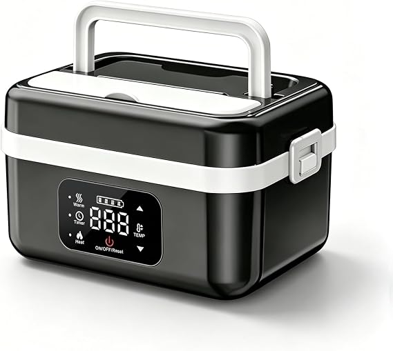1L 16000mAh Rechargeable Cordless Electric Lunch Box with Scheduled Heating | Portable Food Warmer for Adults, Adjustable Temperature Heating, Smart Timer, Leakproof for Truck, Worker, Outdoor, Office