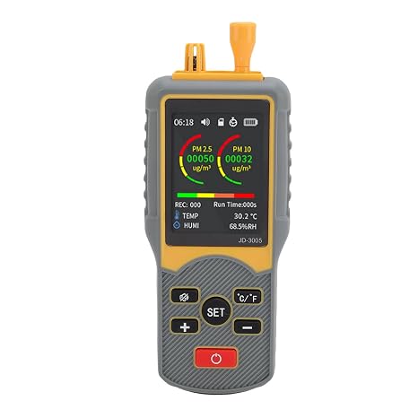 Handheld Dust Particle Counter with 2.8 Inch Color Screen, 0.3um 2.5um 10um PM2.5 PM10 Air Quality Detector for Home Office Industrial Use, Multi-Parameter Detection and Data