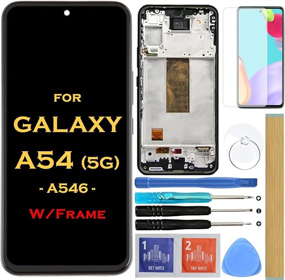 Screen Replacement LCD Display Touch Digitizer Assembly with Frame for Samsung Galaxy A54 5G SM-A546E SM-A546B SM-A546U 6.4"(Doesn't Support Fingerprint)