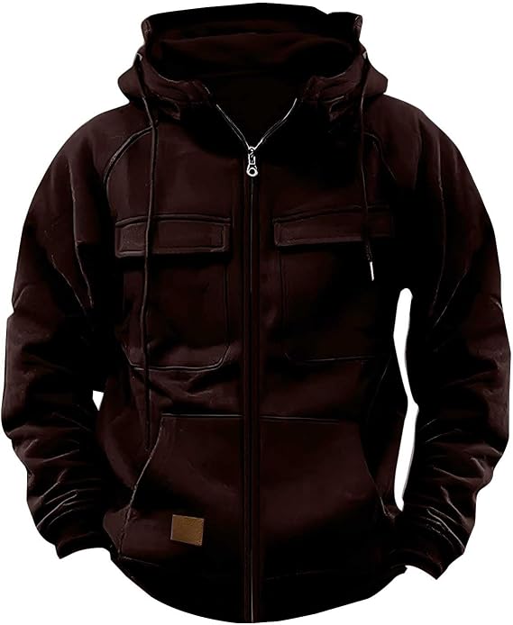 Tactical Hoodies for Men Fall Casual Cargo Pullover Workout Athletic Hooded Sweatshirts Field Training Outfits