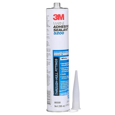3M Marine Adhesive Sealant 5200 (06500) Permanent Bonding & Sealing for Boats & RVs Above & Below the Waterline Waterproof Repair, White, 10 fl oz Cartridge (Pack of 12)
