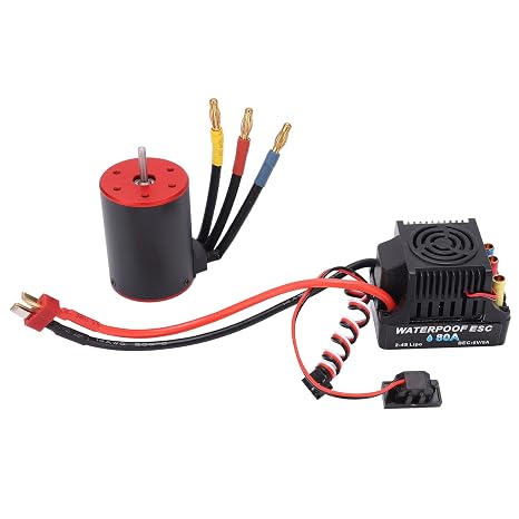 3650-3900KV Brushless Motor and ESC Set, Waterproof 80A ESC with 4mm Banana Plug, High Performance RC Car Accessories for 1/8 1/10 Vehicles, Durable Aluminum Alloy Heat Sink
